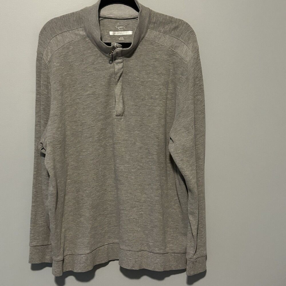 Greg Norman Mens Quarter Zip Pullover Sweater Size XL Solid Gray Long Sleeve